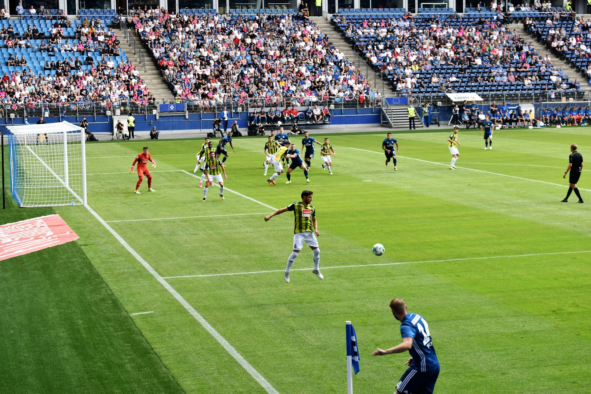 Tir d’un corner lors d’un match de football professionnel