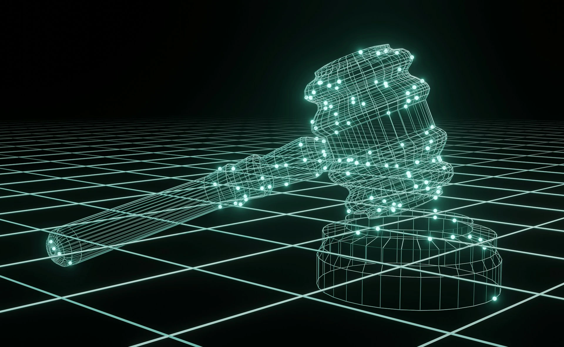 Graphique cyber représentant le marteau de la justice
