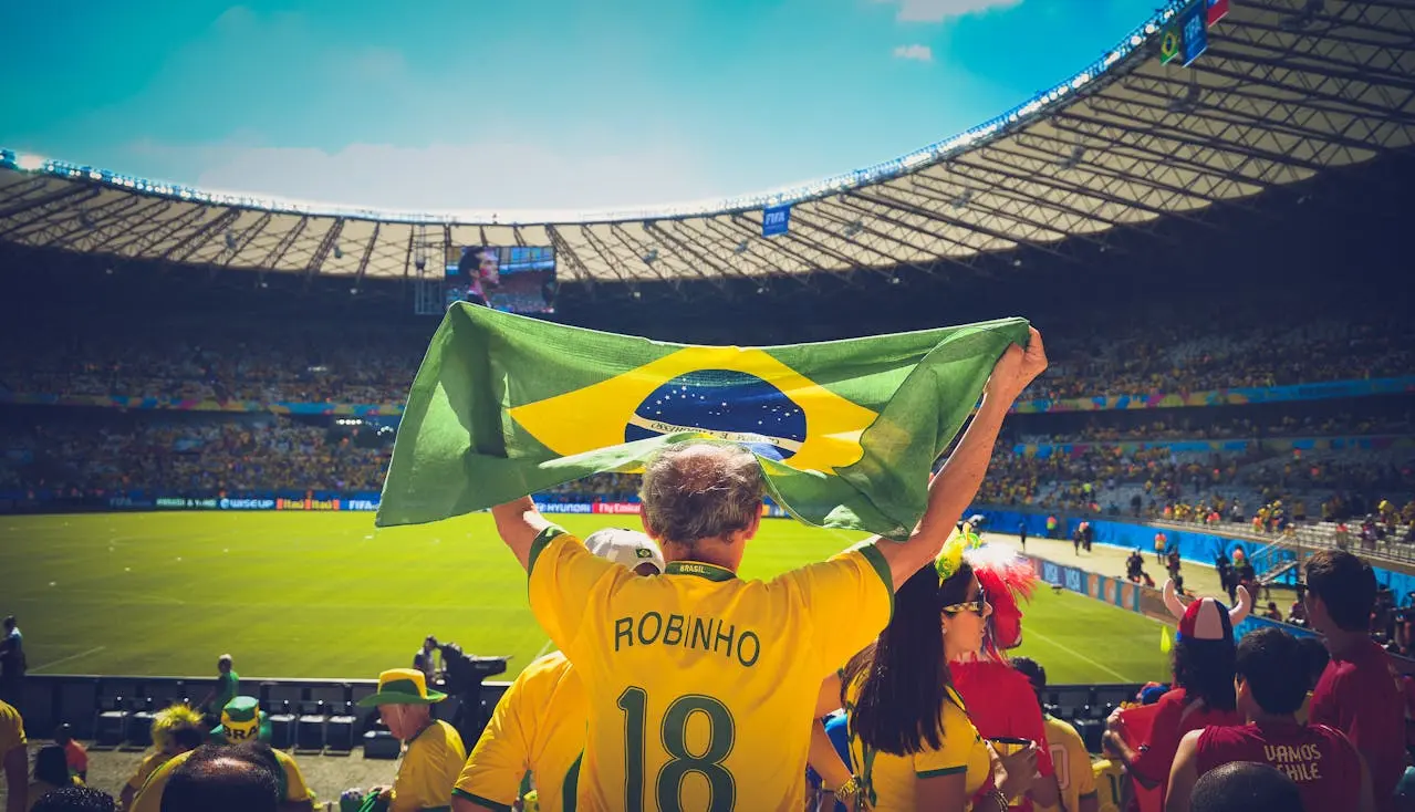 Supporters de l’équipe du Brésil dans un stade de football