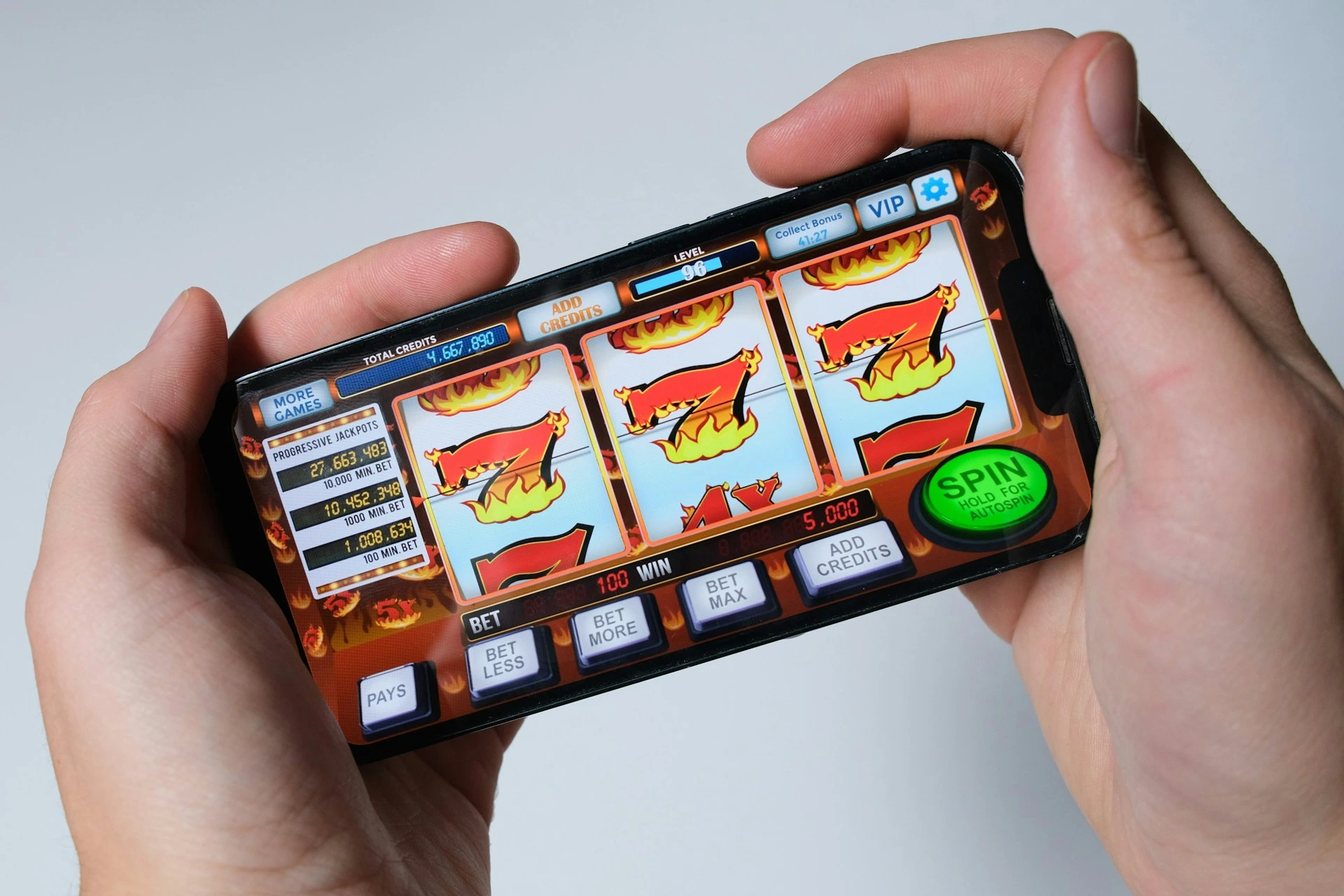 Machines à sous en ligne sur un smartphone